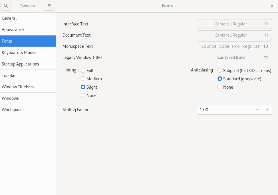 Tweaks Fonts